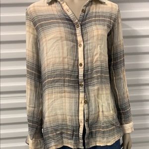 Kyla Seo flannel shirt with floral print on back, size : Small